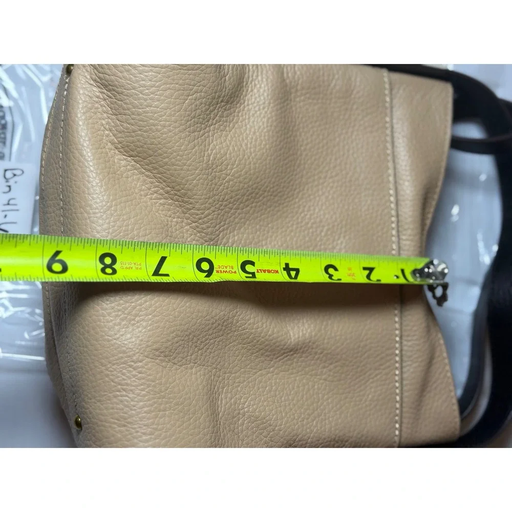 American Leather Co Satchel Macadamia Colorblock Triple Entry Pebbled Leather OS
